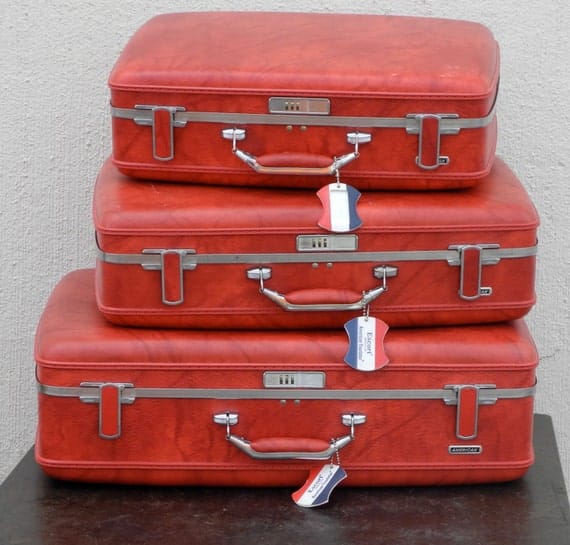 Vintage RED American Tourister luggage set of 3